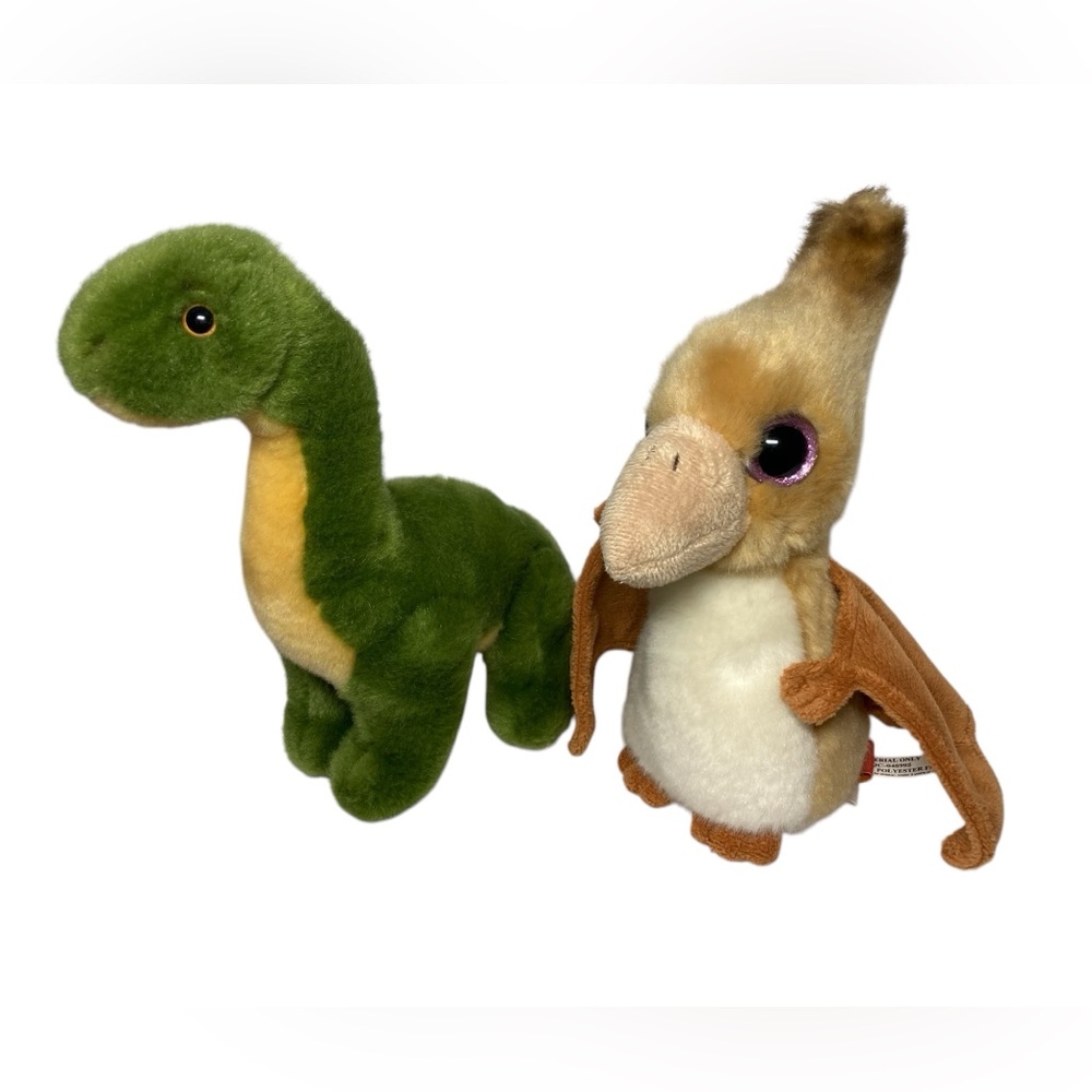 Lot - 2 Adventure Planet 8.5” Dinosaur Plush Apatosaurus Pterodactyl Pteradon